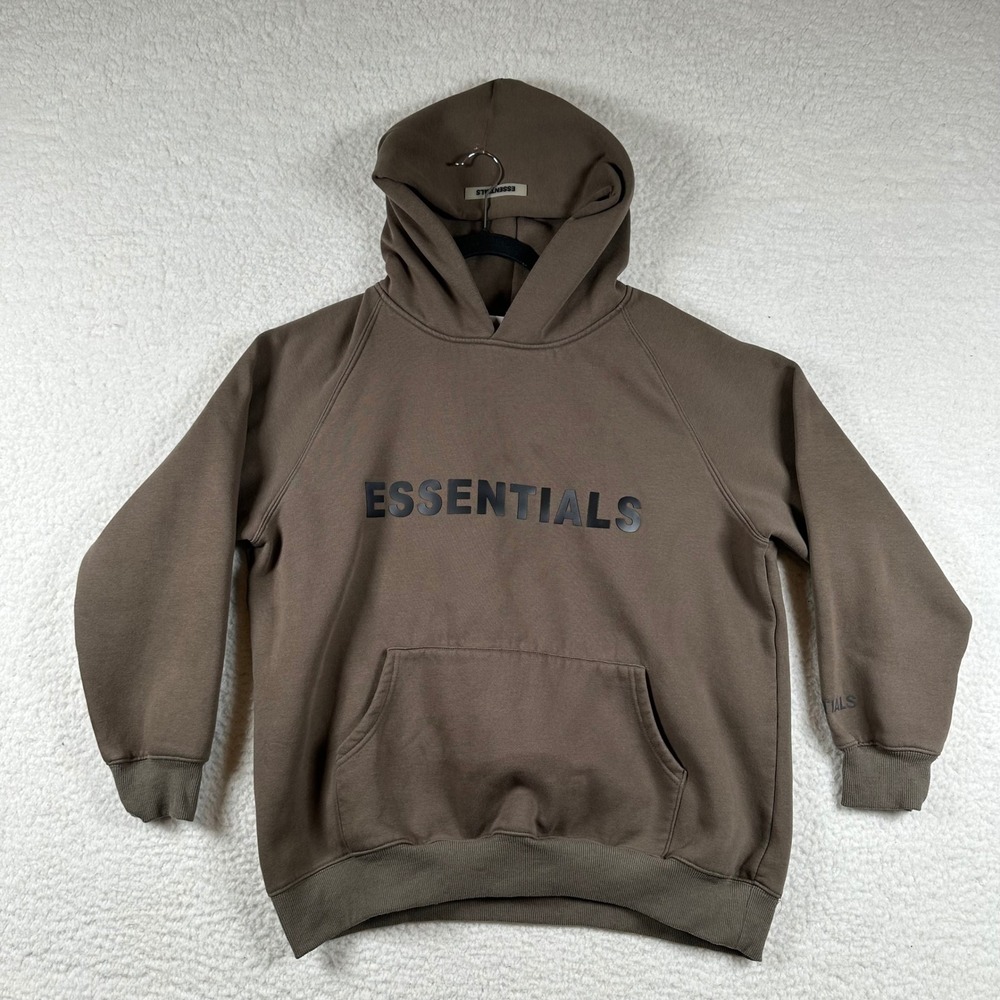 Fear of God Essentials Hoodie Men Graphic Pullover M Brown Earth Tone Streetwear